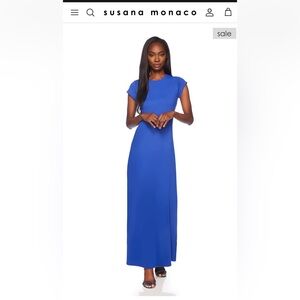 Susana Monaco Blue Bodycon Maxi Dress Open Back for Cocktail